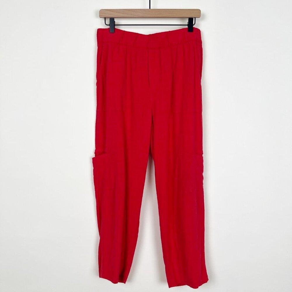 Soft Surroundings Linen Summer Breeze Cropped Cargo Pants Light Casual Trousers